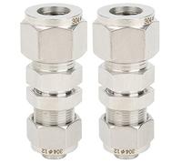 304 Stainless Steel Bulkhead Connector | 2 - Touch Straight Ferrule Fitting for Hard Tube to Hose Conversion | 12x8mm & 12x10mm Sizes | No Welding Needed (F12 * 10)