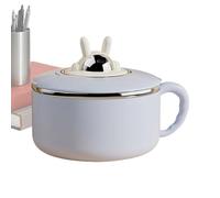304 Stainless Steel Bunny Noodle Bowl - 1200ml Large Capacity Pot with Lid | Draining Bowl for Rice, Soup, Fruit, Sandwiches, Vegetable | Dinnerware for Dormitory, Home, Office, Commuting