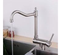 304 Stainless Steel, Hot and Cold, Kitchen Faucet, Folding, Rotating, Single Hole, Kitchen Sink Faucet, Brushed
