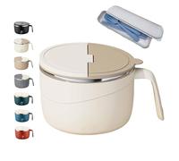 304 Stainless Steel Insulated Ramen Bowl, Stainless Steel Multi-Purpose Anti-Scald Large-Capacity Instant Noodle Bowl, Portable Large-Capacity Ramen Bowls for Office, Outdoor, Dormitory,Home (White)