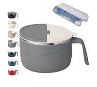 304 Stainless Steel Insulated Ramen Bowl, Stainless Steel Multi-Purpose Anti-Scald Large-Capacity Instant Noodle Bowl, Portable Large-Capacity Ramen Bowls for Office, Outdoor, Dormitory,Home (Gray)