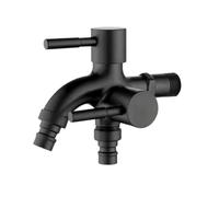 304 Stainless Steel Lengthened One Into Two Out Multi-function Double-outlet Washing Machine Mop Pool Faucet G1/2"(Black)