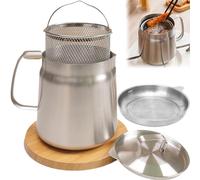 304 Stainless Steel Oil Filter Pot, Cooking Oil Container, Bacon Grease Saver with Strainer, Deep Fryer Pot with Basket, Pasta Pot, Oil Frying Pot, for Kitchen French Fries, Chicken etc. (1.5 L)