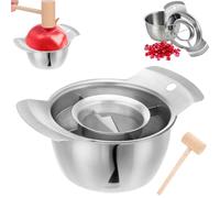 304 Stainless Steel Pomegranate Exfoliante Tool, 2026 New Pomegranate Deseeder Tool Set with Cutter, Bowl and Wooden Hammer for Easy Seed Removal in Home Kitchen