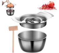 304 Stainless Steel Pomegranate Peeling Tool,High-Efficiency Pomegranate Peeler with Bowl & Wooden Hammer,Pomegranates Seed Remover Tool Set,for Home Kitchen