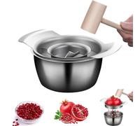 304 Stainless Steel Pomegranate Peeling Tool,Pomegranate Seed Remover Tool Set,304 Stainless Steel Peeler Remover,with Bowl and Wooden Hammer,for Home Kitchen (C)