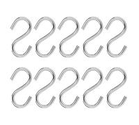 304 Stainless Steel S Hooks 10Pcs | Sturdy 26LB Load Capacity for Keys/Towels/Kitchen | M4 Metal Hanging Organizer Holder | Non - Corrosive & Space Saving