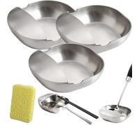 304 Stainless Steel Spoon Rest & Multipurpose Kitchen Utensil Holder, Heavy Duty Multipurpose Spatula Ladle Rack for Kitchen Countertop, Heat Resistant and Dishwasher Safe (3Pcs)