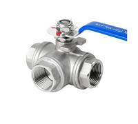 304 stainless steel three-way ball valve with switch buckle L/T type one in and two out inner wire valve switch 6/4 minutes(DN20,T-TYPE_BSPT)