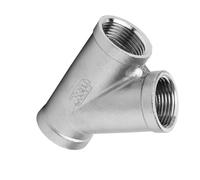 304 Stainless Steel Y-Shaped Tee Fitting, 45 Degree Oblique Joint, Female Thread Sizes 1/4" to 2"(DN20)