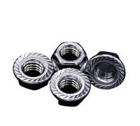 304 tuercas de brida hexagonal de acero inoxidable Tuerca hexagonal dentada con rosca izquierda M4-M12, acero inoxidable 304 DIN6923, 34 unidades(2pcs M12)