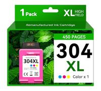 304 XL Cartucho de Tinta Compatible para HP 304XL - Couleur - Alto Rendimiento (450 Páginas) - para HP DeskJet 2620, 2622, 2630, 3720, 3730, 3750, 3760, 3762, Envy 5020, 5030, 5032