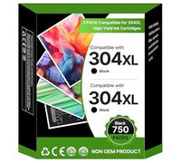 304 XL Negro Cartuchos de Impresora Multipack Compatible para HP 304 304XL Negro Cartuchos para HP Envy 5000 5030 5010 5020 5032 Deskjet 3750 3760 2620 2622 2630 3720 3730 3760 3762 3735 (2 Paquete)