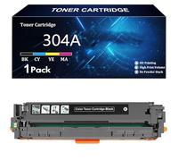 304A Cartucho de Tóner de Repuesto para HP 304A CC530A CC531A CC533A CC532A para HP Color LaserJet CP2020 2024 2025 2026 2027 2024dn 2025dn 2025x 2026n CM2320 MFP Impresoras,BK-1 Pack