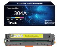 304A Cartucho de Tóner de Repuesto para HP 304A CC530A CC531A CC533A CC532A para HP Color LaserJet CP2020 2024 2025 2026 2027 2024dn 2025dn 2025x 2026n CM2320 MFP Impresoras,Y-1 Pack