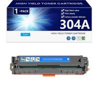 304A CC530A CC531A CC532A CC533A Cartucho de Tóner de Alta Capacidad de Repuesto para HP Color LaserJet CP2020 2024 2025 2026 2027 2024n 2024dn 2025n 2025dn 2025x 2026n Impresora,Cyan-1 Pack