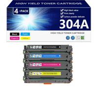 304A CC530A CC531A CC532A CC533A Cartucho de Tóner de Alto Rendimiento Compatible para HP Color LaserJet CP2020 2024 2025 2026 2027 2024n 2024dn Impresoras, Nítidas y Definidas,BCMY-1 Pack