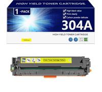 304A CC530A CC531A CC532A CC533A Cartucho de Tóner de Alto Rendimiento Compatible para HP Color LaserJet CP2020 2024 2025 2026 2027 2024n 2024dn Impresoras, Nítidas y Definidas,Yellow-1 Pack