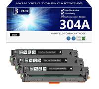 304A CC530A CC531A CC532A CC533A Cartucho de Tóner de Alto Rendimiento Compatible para HP Color LaserJet CP2020 2024 2025 2026 2027 2024n 2024dn Impresoras, Nítidas y Definidas,Black-3 Pack