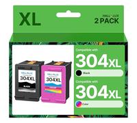 304XL - Cartuchos de tinta negra y de color compatibles con HP Envy 5010 5020 5032 5030 5000 DeskJet 3760 3762 2600 2620 2630 2633 3720 3750 AM. P 100 120 impresoras (paquete de 2)