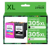 305XL 305 XL Cartuchos de Impresora compatibles con HP 305 Cartuchos de Impresora para HP DeskJet 2700 2710 2720 DeskJet Plus 4110 4120 Envy 6010 6020 6032 Envy Pro 6400 6420, 2 Pack (Negro, Color)