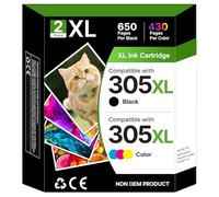 305XL - Cartuchos de tinta de repuesto para HP 305, color negro y color, tinta de impresora 305 XL para HP DeskJet 2810e, 2820e, 2700, 2710e, 2720e, 2700e, 2722e, 2800e, Envy 6000, 6020e, 6032e 64000e