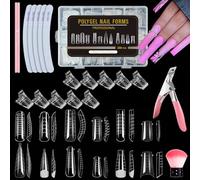 306 PCS Kit de Moldes Uñas Acrilicas 12 Estilos Moldes Tips Uñas Acrilicas Kit con 10 Piezas Clip Puntas Uñas, 1 Pincel de Poligel de Doble Punta y 5 Pieza Lima de Uñas y 1 Pincel para Polvo de Uñas