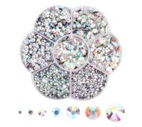 3060 piedras de estrás termofijadas para textiles, cristal AB para manualidades, 7 tamaños, 2 mm - 8,6 mm, para ropa, zapatos, manualidades, regalo (blanco AB))