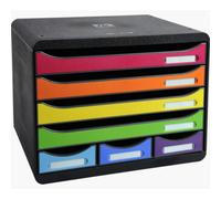 Exacompta 307798D - Módulo individual con 7 cajones para documentos A4 + y 3 cajones estrechos pero altos para guardar todos los utensilios de oficina, con tope de seguridad y porta etiquetas