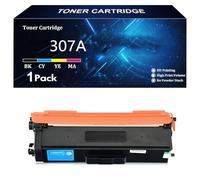 307A Cartuchos de Tóner de Alto Rendimiento Compatibles para HP 307A CE740A CE741A CE742A CE743A para HP Color LaserJet CP5220 CP5225 CP5225n CP5225dn Impresoras,Cyan-1 Pack