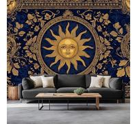 308 x 220 cm Papel pintado fotográfico efecto 3D, Girasol Celestial Fotomurales Tejido No Tejido Murales Fotográfico Moderno Decoración de Paredes para salón o dormitorio, Negro