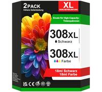 308XL Cartuchos de Impresora para HP 308 Cartuchos de Repuesto para HP 308 Original Cartuchos para Envy 6120 6120e 6110e 6122e 6132e 6532e 6152e 6520e 6530e 6558e 6110e 6130e (Pack de 2)