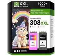 308XXL 308 cartuchos de tinta XL Compatibles con HP 308 Negros y de Color | Compatibles con HP Envy 6120e 6132e 6532e 6520e 6120 6110e 6122e (2er-Pack)