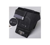 (309 Black Grey, 32) Men's Clothing 2025 New Stretch Jeans Men's Regular Classic Business Slim Trousers Black Blue Straight Male Y2K Brand