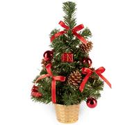 30cm Artificial Árbol de Navidad Plata Espumillón Manchas,Rojo Decoración & Piña