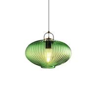30cm Green Glass Lamp Shade Pendant Light in Brass Finish, Retro Loft Bar E27 Ceiling Hanging Lamp Kitchen Bedroom Salon 1-Light Chandelier