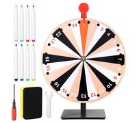 30cm Rueda Giratoria de Premios, 24 Ranuras Rueda de Premios con Soporte Prize Wheel con Borrado en Seco y Marcadores para Ferias Comerciales Carnavales Actividades de Juegos de Giros Festivos