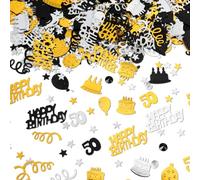 30g Confeti Cumpleaños 50 Año Decoracion Cumpleaños Feliz Regalo Adultos Amiga Hombre Happy Birthday Estrellas Decoración De Mesa Fiestas Boda Aniversario Celebración Negro Y Dorado Pastel Copas