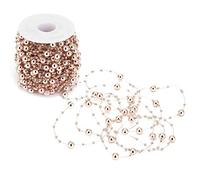 30M Cadena de perlas de oro rosa ABS Imitación de perlas artificiales Cadena de perlas de cadena para decorar el árbol de Navidad DIY Craft Garland Centros de mesa de boda Suministros para fiestas