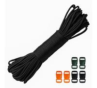 30m Cord Paracord 550 4mm Cuerda Paracord 7 Hebras Cuerda de Nylon Cuerda de Paracaídas Carga para Acampar, Al Aire Libre, Bricolaje MAX 250 kg Carga de Rotura (4mm*30M, Negro)