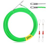 30m Guia Pasacables de Nylon, 4,5 mm Guía de Cable con Muelle de Guía, Retractable Spring Guia Electricista, Guia Pasacables Trenzada con 2 Muelles GuíA, Tiracables de Nylon para Cables Electricos