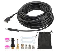 30M Kit de Manguera para Limpiar Tuberías,compatible con Karcher K2 K3 K4 K5 K6 K7,400 bares/5800 psi 60 °C,con 1 adaptador y 5 boquillas,Kit de Manguera para Limpieza de Tuberías