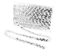 30m Rollos de Cinta de Lentejuelas Plateadas, 15mm Cinta de Lentejuelas en Forma de S, Accesorios de Ropa, Línea de Lentejuelas de Resina Plástica para Decoración de Muebles, Fiestas y DIY (Plata)