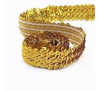 30mm Sequin Lace Trim Elastic Band Ribbon Stretch Fabric For Dress Curtain Clothes DIY Latin Sewing Accessories(LaserGold,30mm-15Meters)