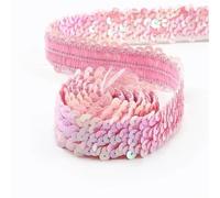 30mm Sequin Lace Trim Elastic Band Ribbon Stretch Fabric For Dress Curtain Clothes DIY Latin Sewing Accessories(Pink,30mm-20Meters)