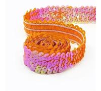 30mm Sequin Lace Trim Elastic Band Ribbon Stretch Fabric For Dress Curtain Clothes DIY Latin Sewing Accessories(Orange,30mm-15Meters)