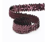 30mm Sequin Lace Trim Elastic Band Ribbon Stretch Fabric For Dress Curtain Clothes DIY Latin Sewing Accessories(Wine,30mm-20Meters)