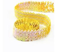 30mm Sequin Lace Trim Elastic Band Ribbon Stretch Fabric For Dress Curtain Clothes DIY Latin Sewing Accessories(Yellow,30mm-20Meters)
