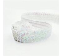 30mm Sequin Lace Trim Elastic Band Ribbon Stretch Fabric For Dress Curtain Clothes DIY Latin Sewing Accessories(ColoredWhite,30mm-15Meters)