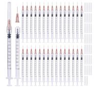 30pcs 1ml Jeringa de Plastico con Tapas, Jeringa Desechable, para Alimentar Animales, Riego de Plantas, Medición de Líquidos para Laboratorio, Distribución Industrial etc